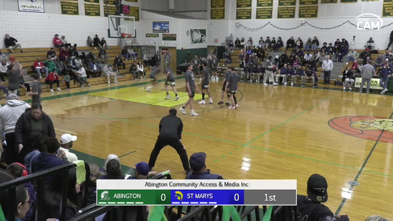 Abington Green Wave vs St. Mary's Spartans Boys Basketball - MIAA Elite 8 Playoffs; Mar. 8, 2025
