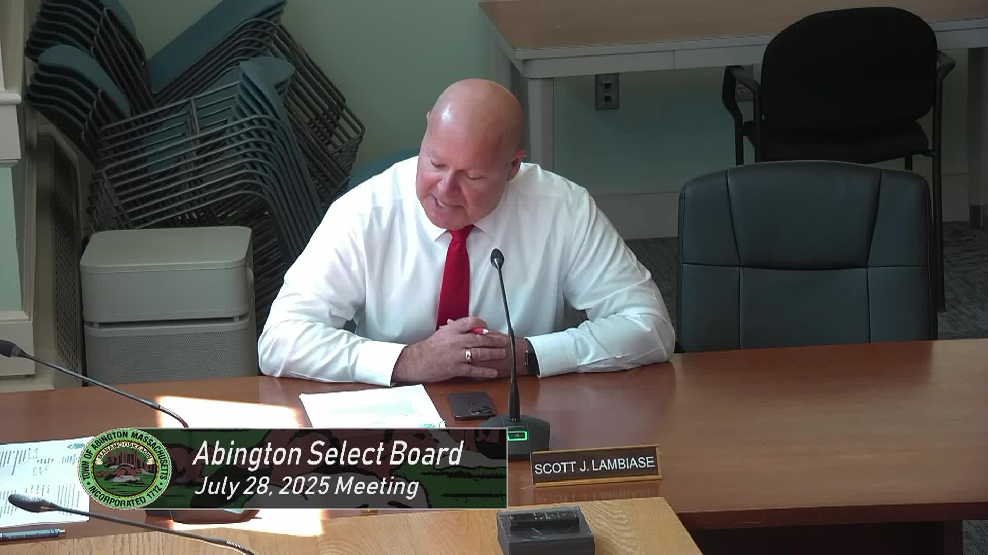 Abington Select Board; July 28, 2025