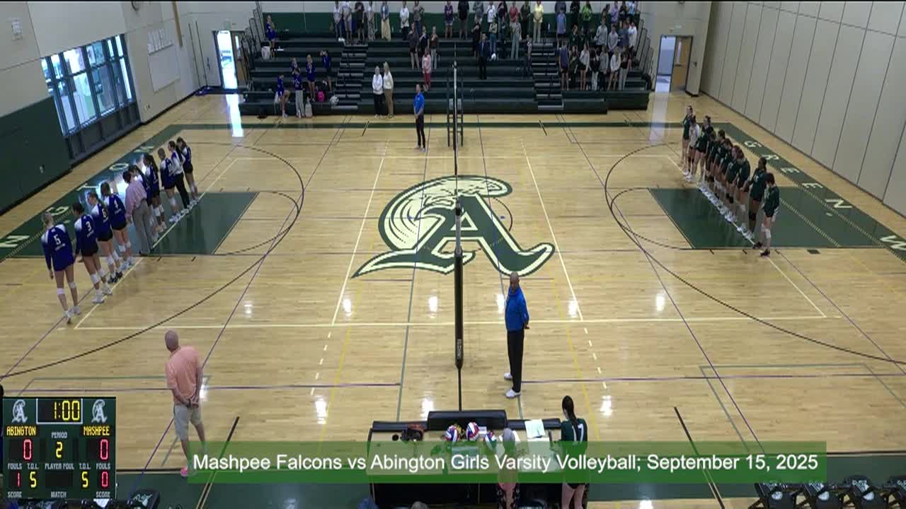 Mashpee Falcons vs Abington Varsity Volleyball; September 15, 2025