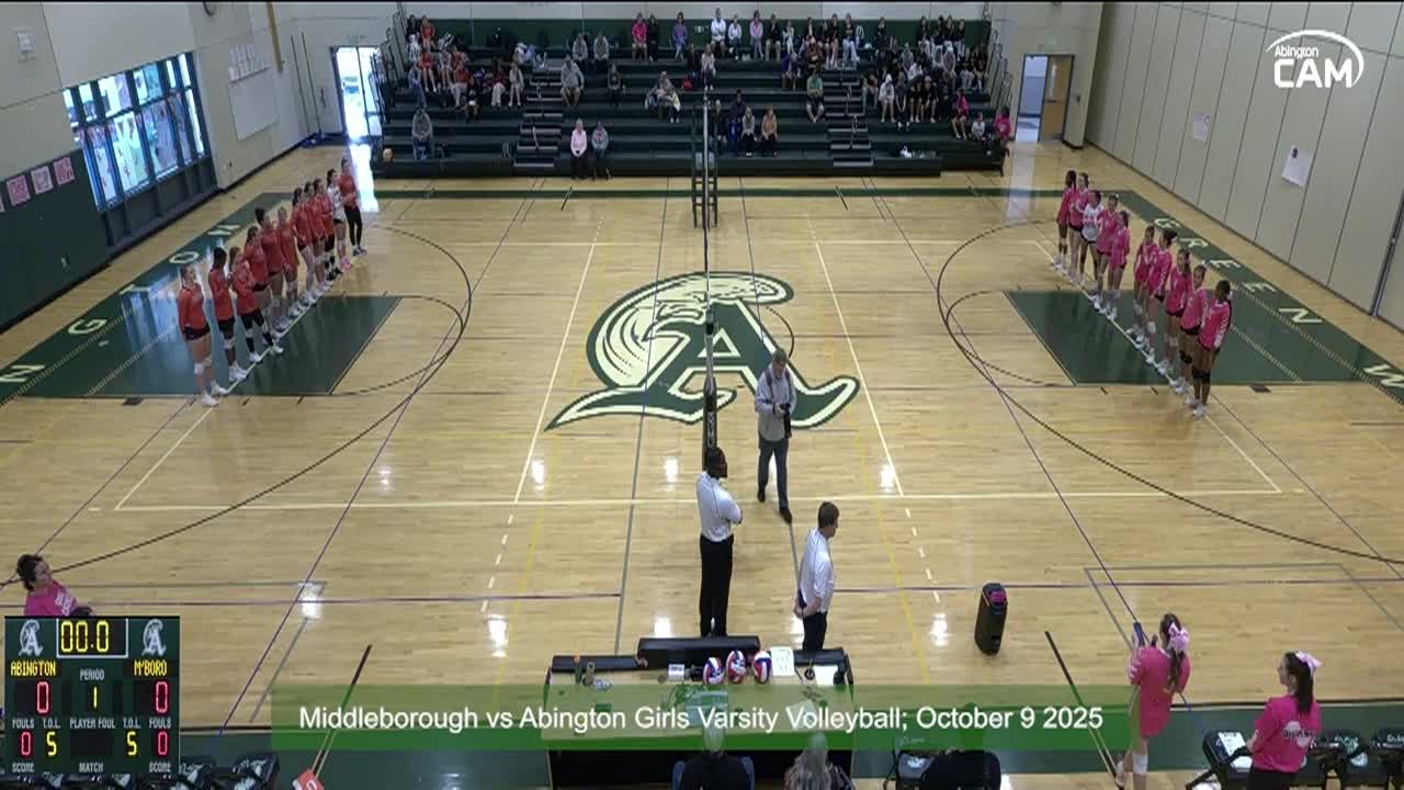 Middleborough Sachems vs Abington Girls Varsity Volleyball; October 9, 2025