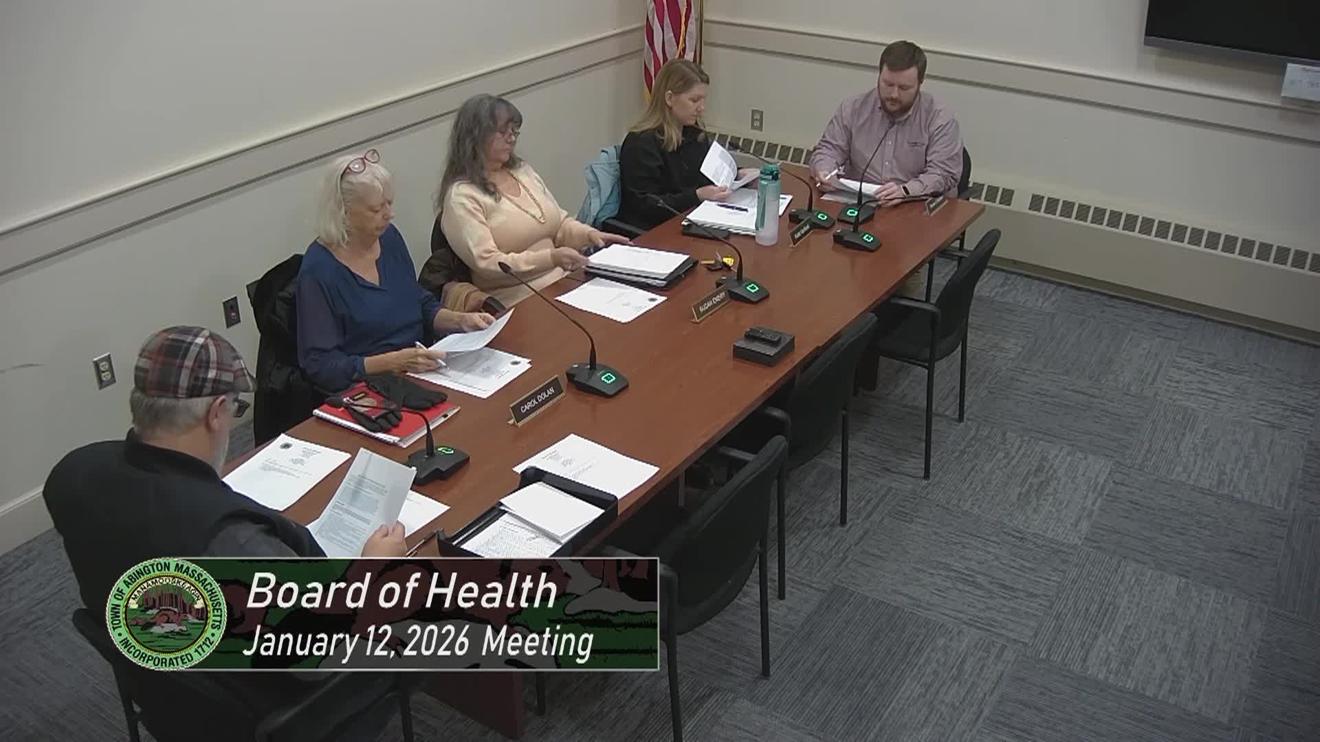 Board of Health Meeting; January 12, 2026
