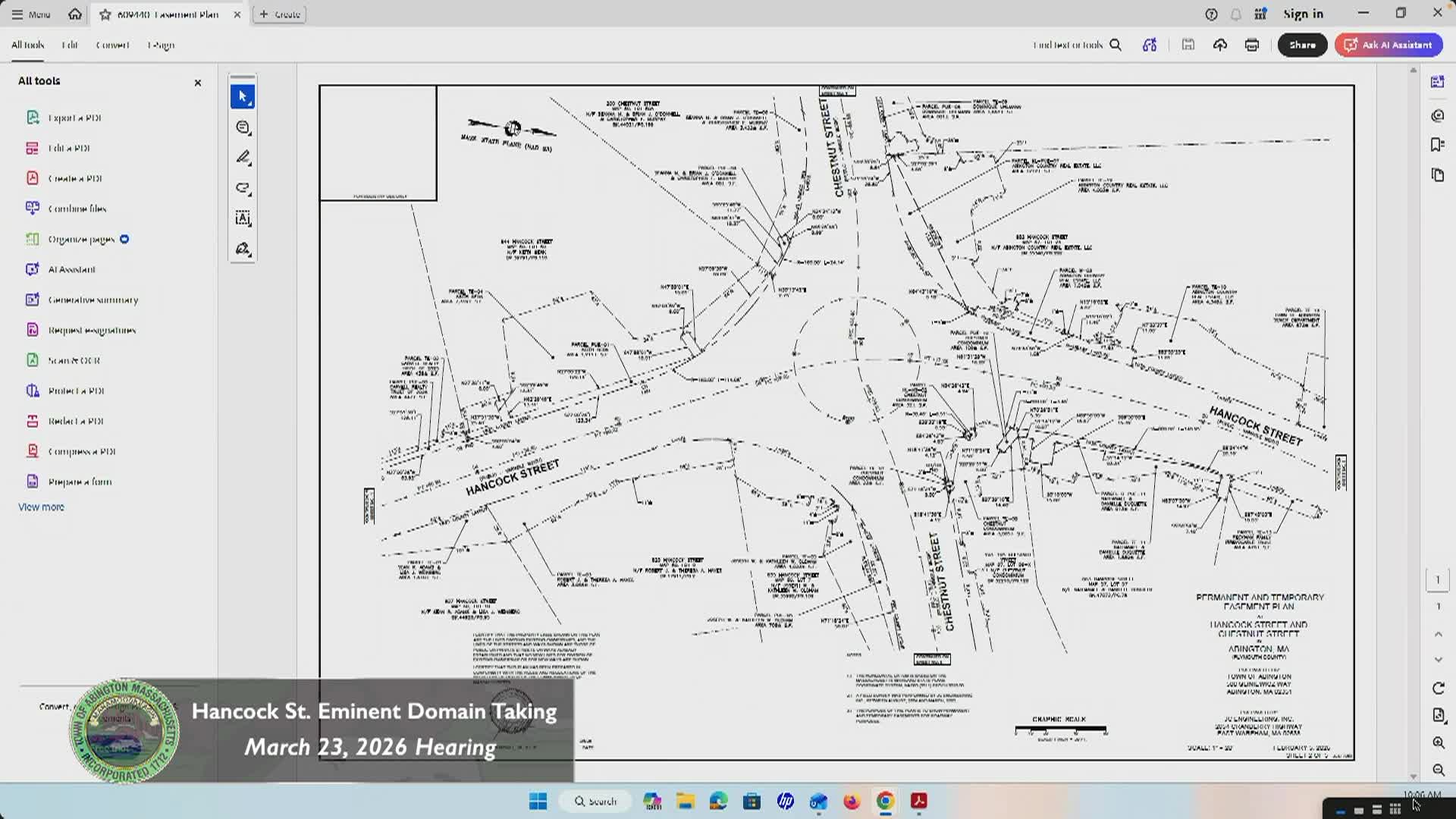 Hancock Street Eminent Domain Hearing; March 23, 2026