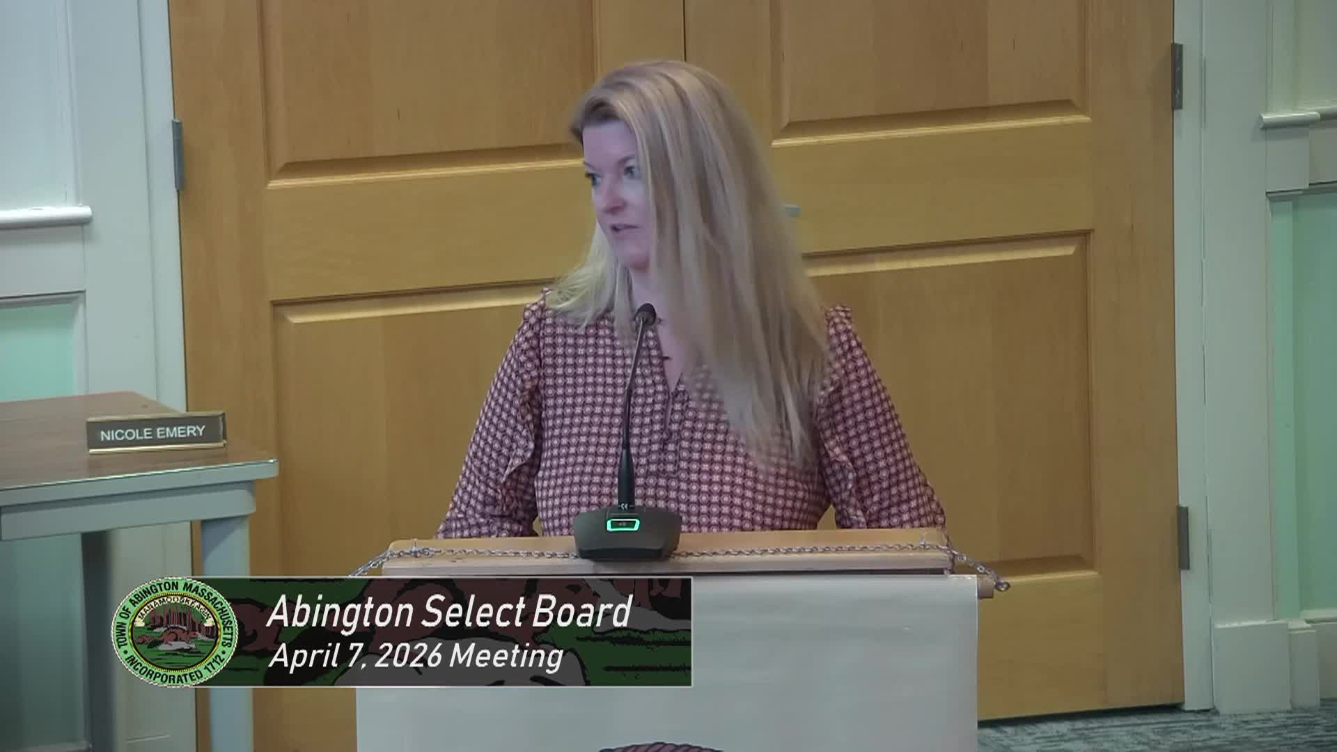Abington Select Board; April 7, 2026