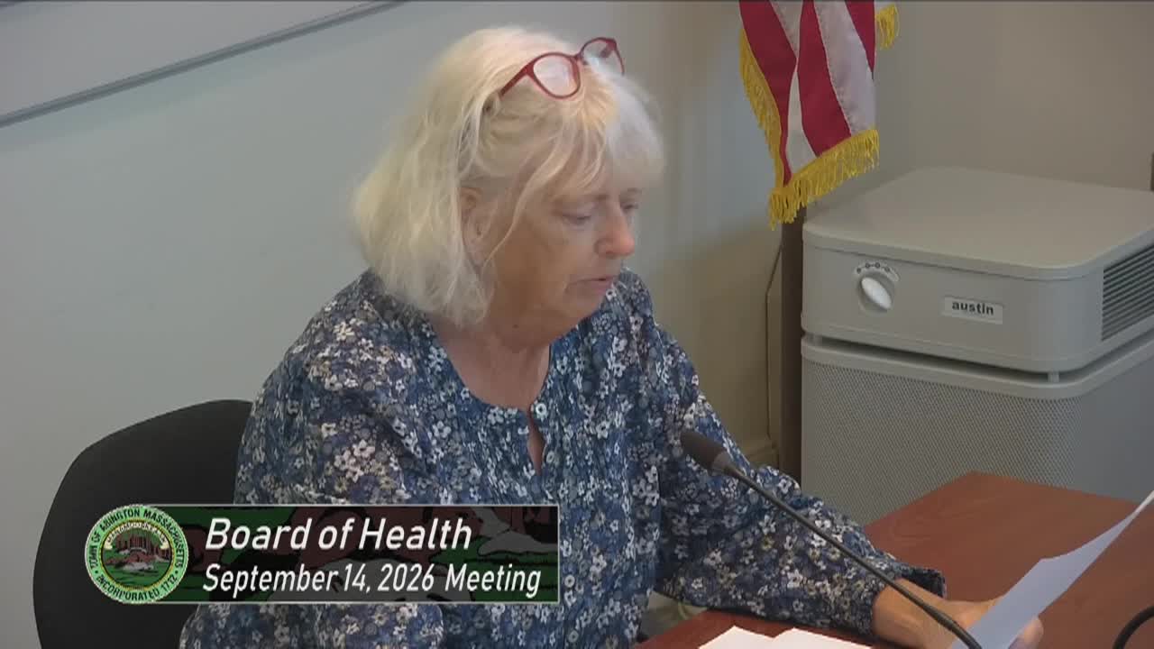 Board of Health; Sept. 14, 2026